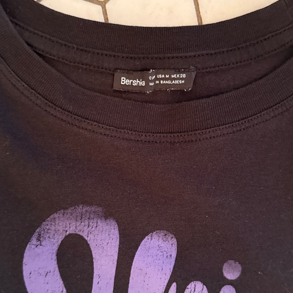 Bershka Black Cosmic Graphic Tee M - Picture 2 of 3